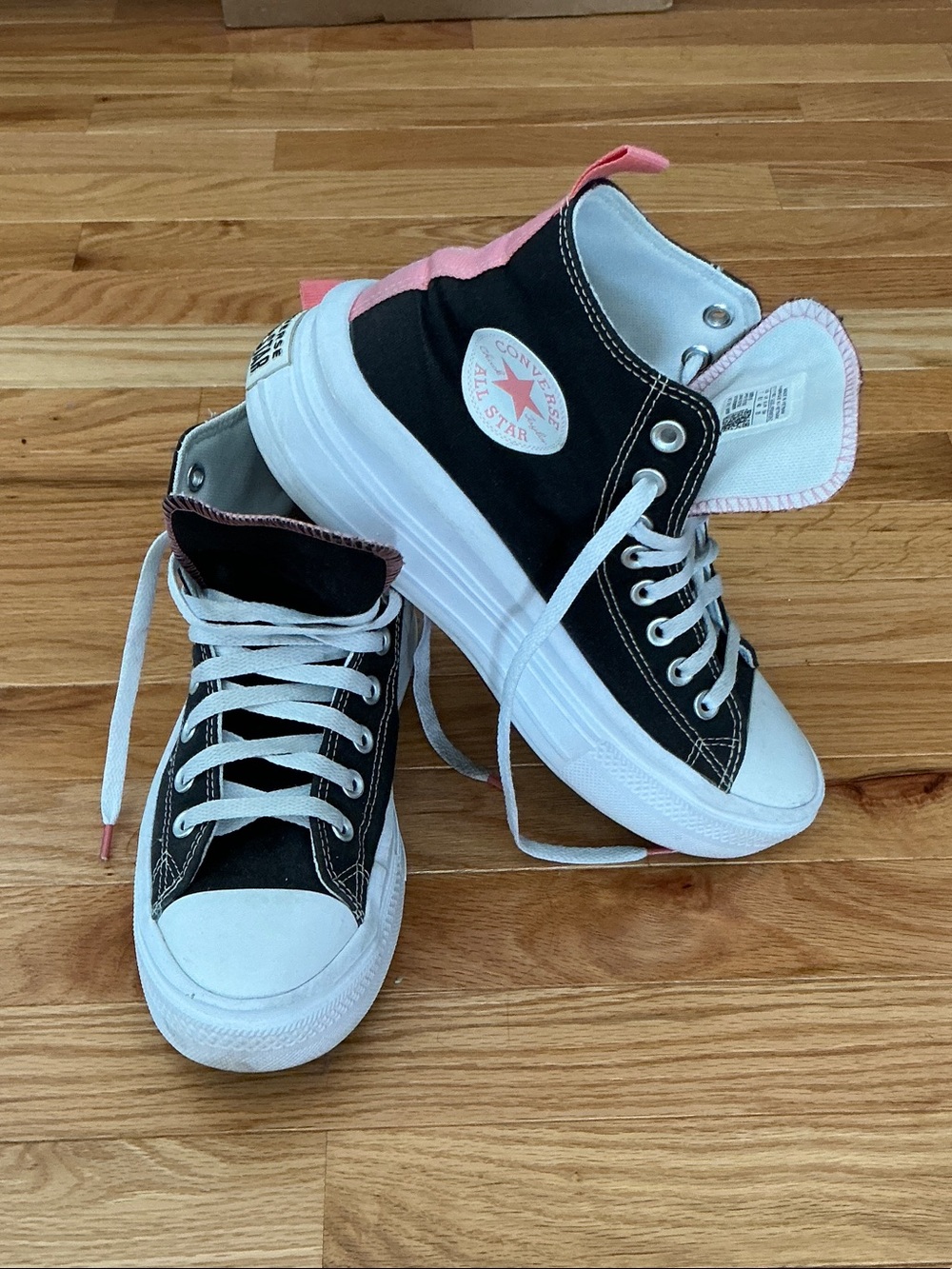 Converse Black White Pink High-Top Sneakers